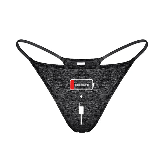 String Sexy "Recharge Moi" noir