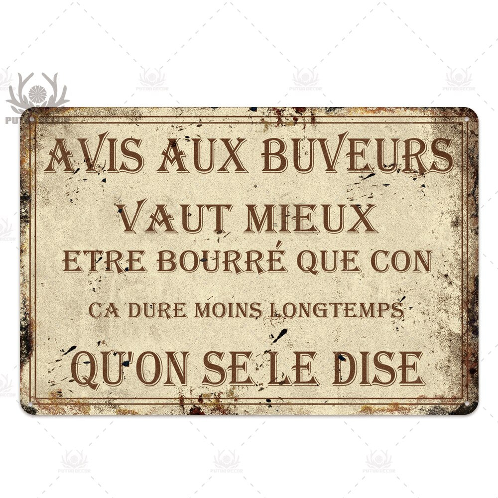 Plaque métallique décorative Vintage Français rétro