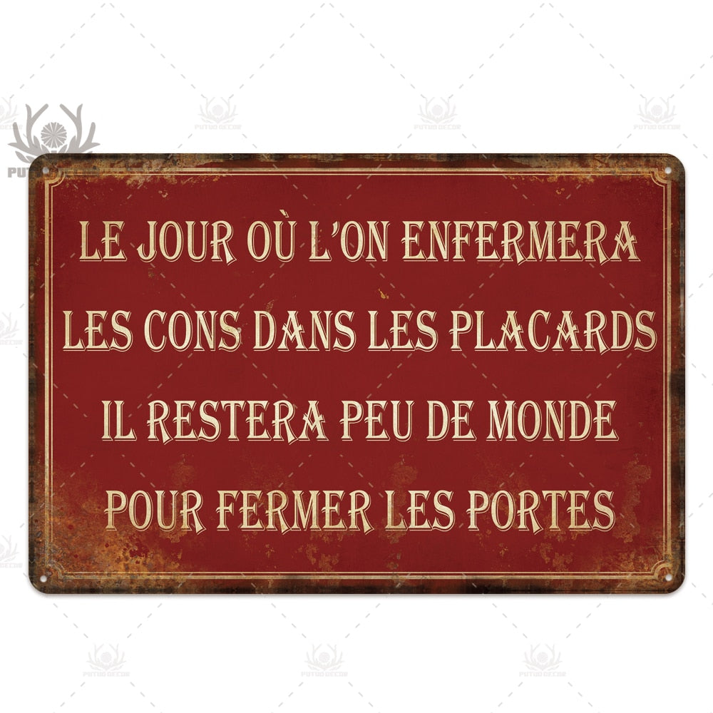 Plaque métallique décorative Vintage Français rétro