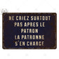Plaque métallique décorative Vintage Français rétro