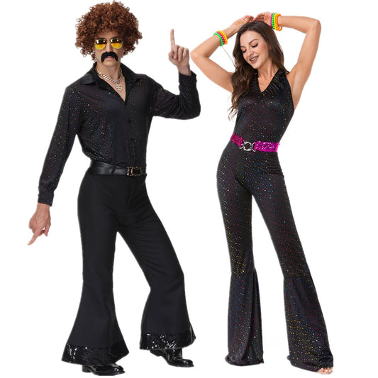 Costume beauf | Tenue flash disco beauf noir couple