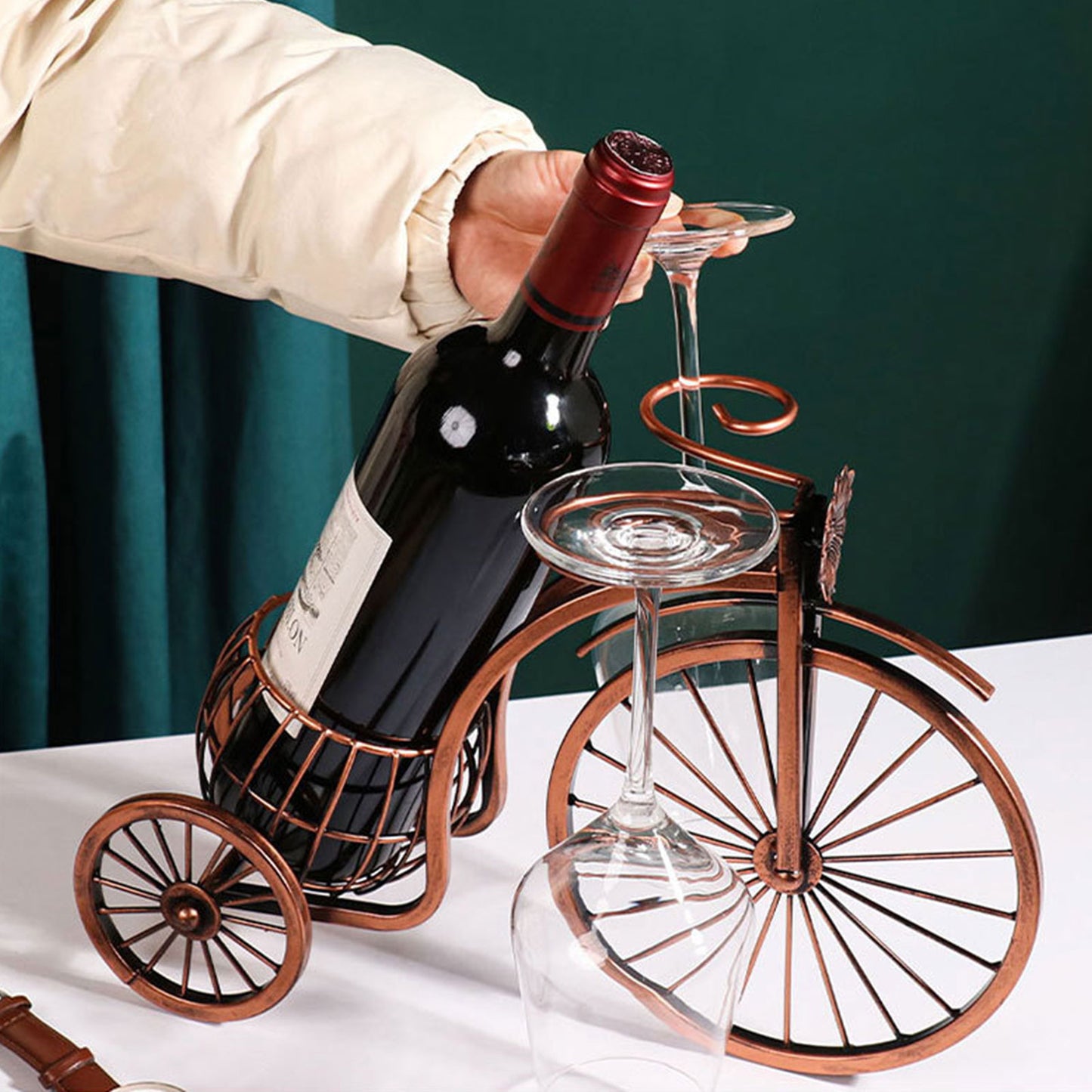 Support de bouteille de vin Beauf | Tricycle en métal vintage