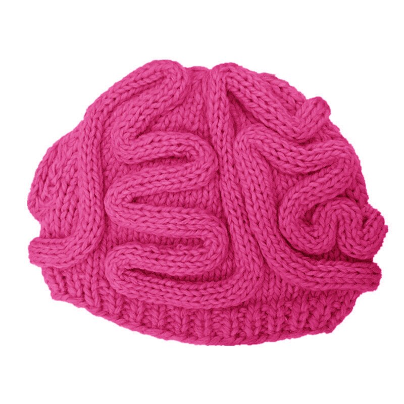 Bonnet cerveau apparent rose fushia