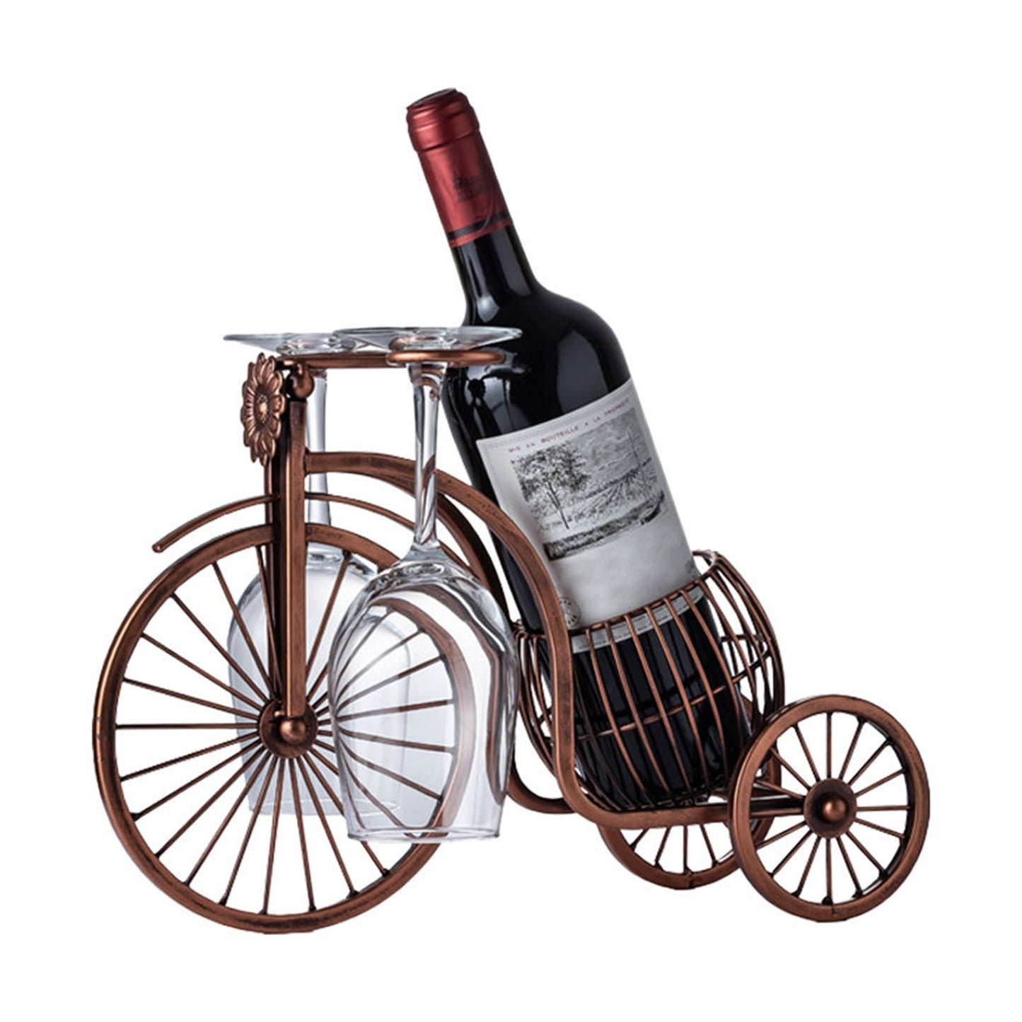 Support de bouteille de vin Beauf | Tricycle en métal vintage