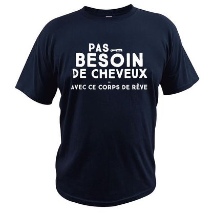T-Shirt beauf | T-shirt "Pas besoin de cheveux avec ce corps de rêve" bleu marine