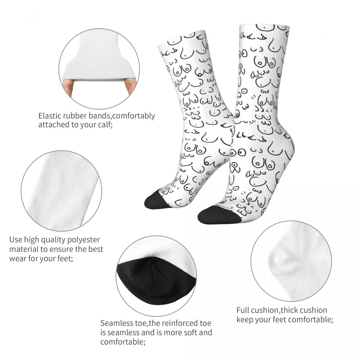 Chaussette Beauf | Seins nus noir et blanc