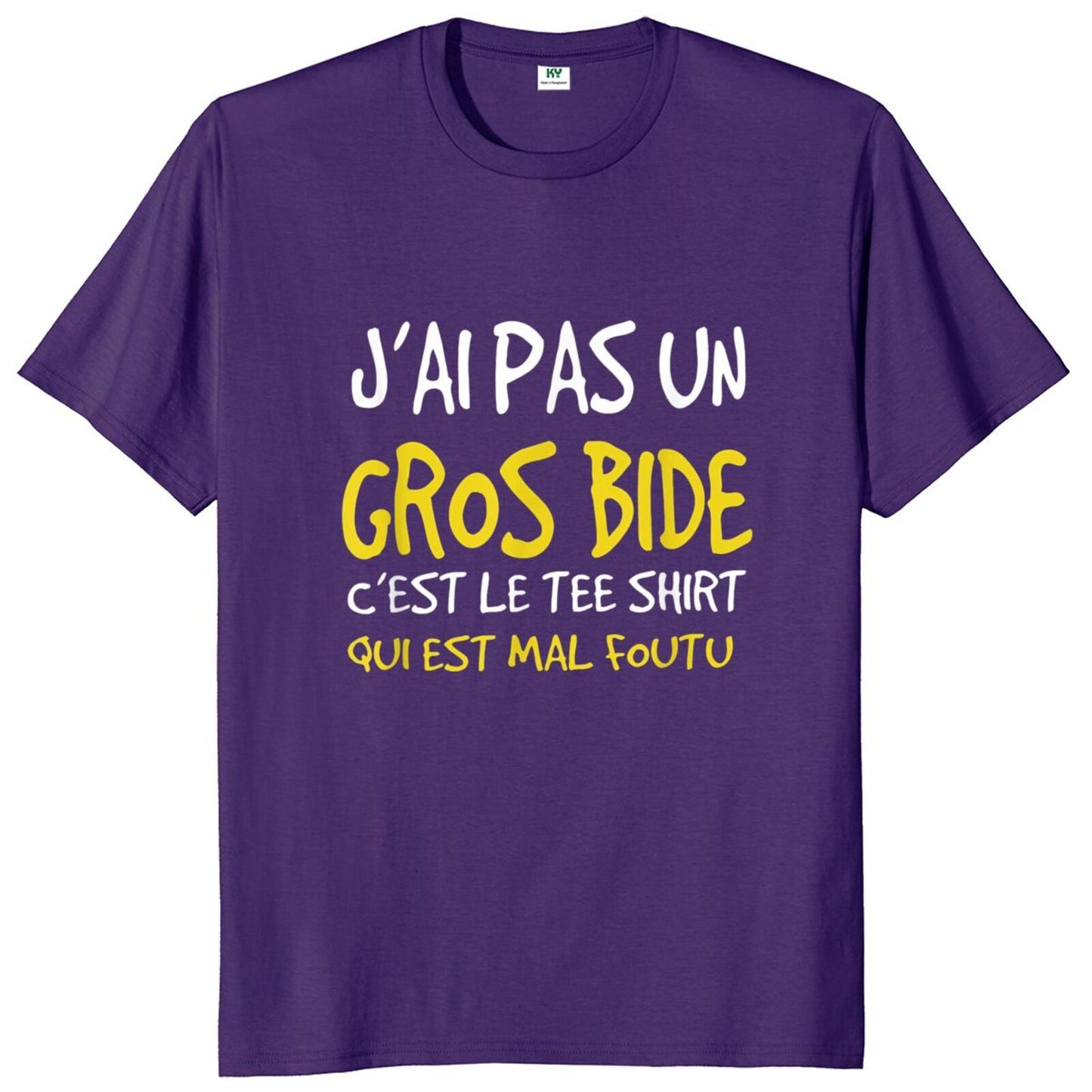 T-Shirt beauf | T-shirt "J'ai pas un gros bide, c'est le Tee Shirt qui est mal foutu'' violet
