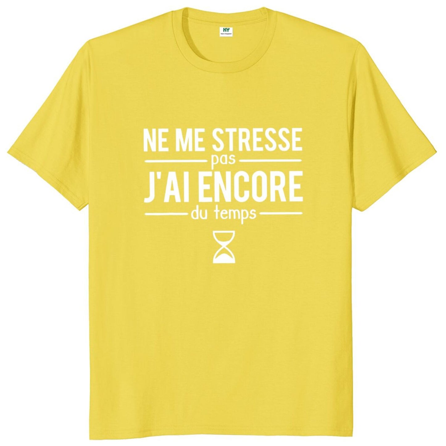 T-Shirt beauf | T-shirt "Ne Me Stresse Pas J'ai Encore Du Temps " jaune